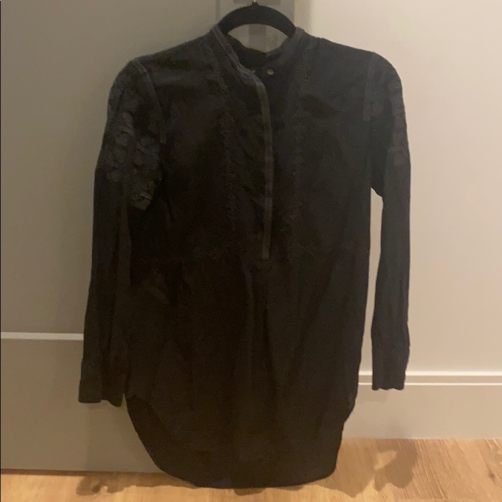Madewell Embroidered Black Blouse